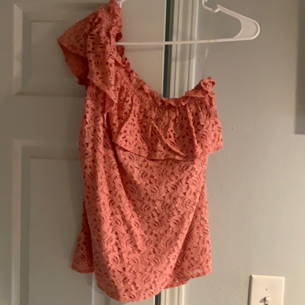Salmon one shoulder blouse